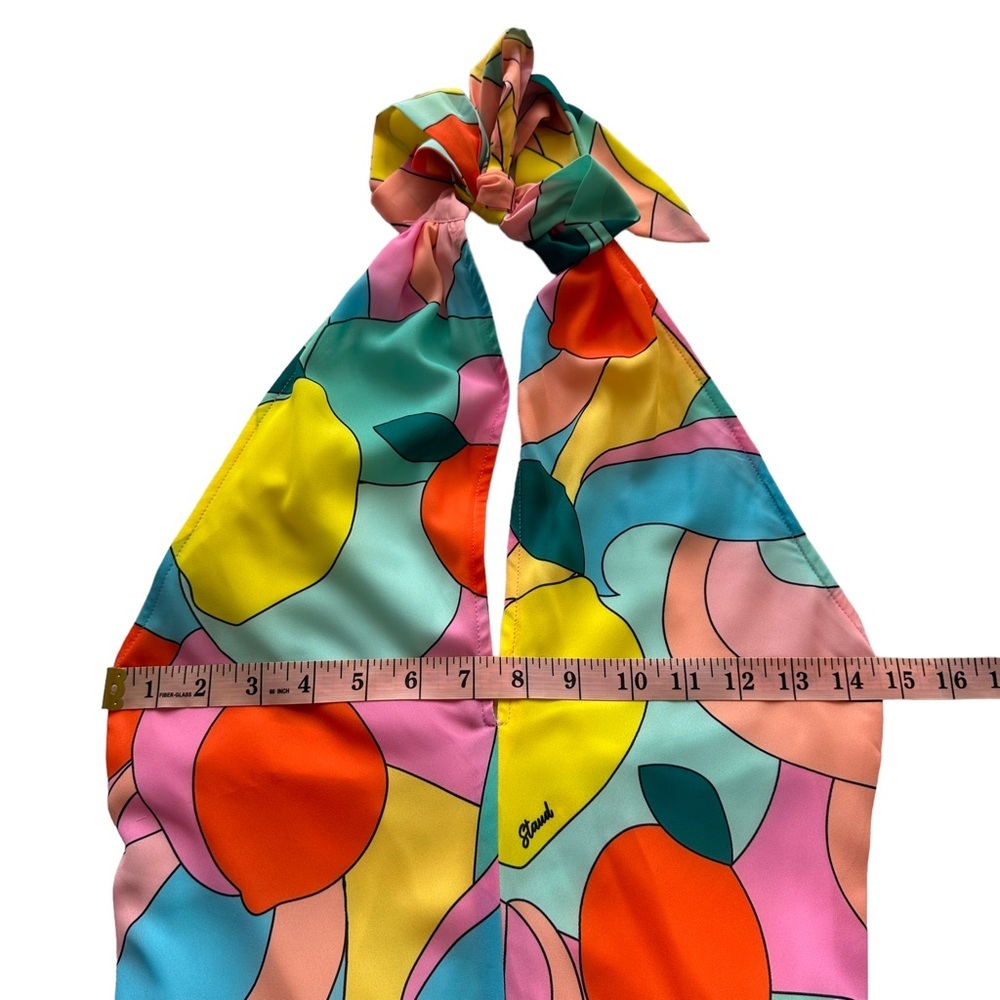 NWT Staud Sz XS Women's The Kai Midi Halter Neck Dress in Citrus Kaleidoscope - Picture 15 of 16